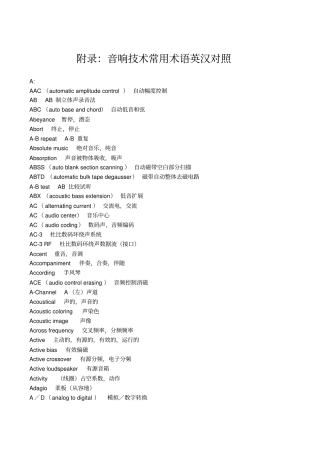 音响技术常用英文缩写