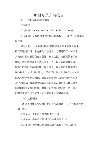 项目专员实习报告