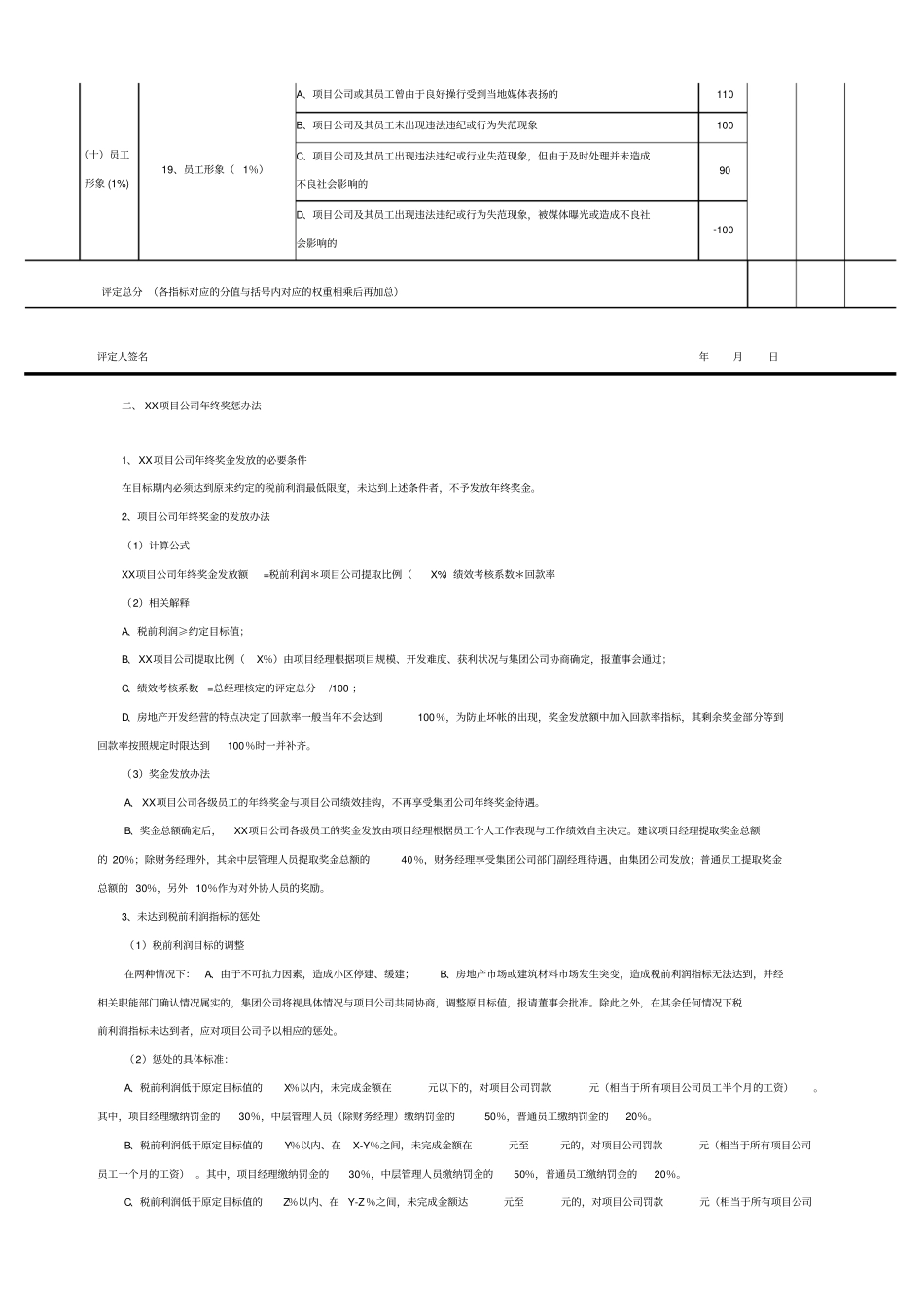 项目公司年绩效考核表模板_第3页