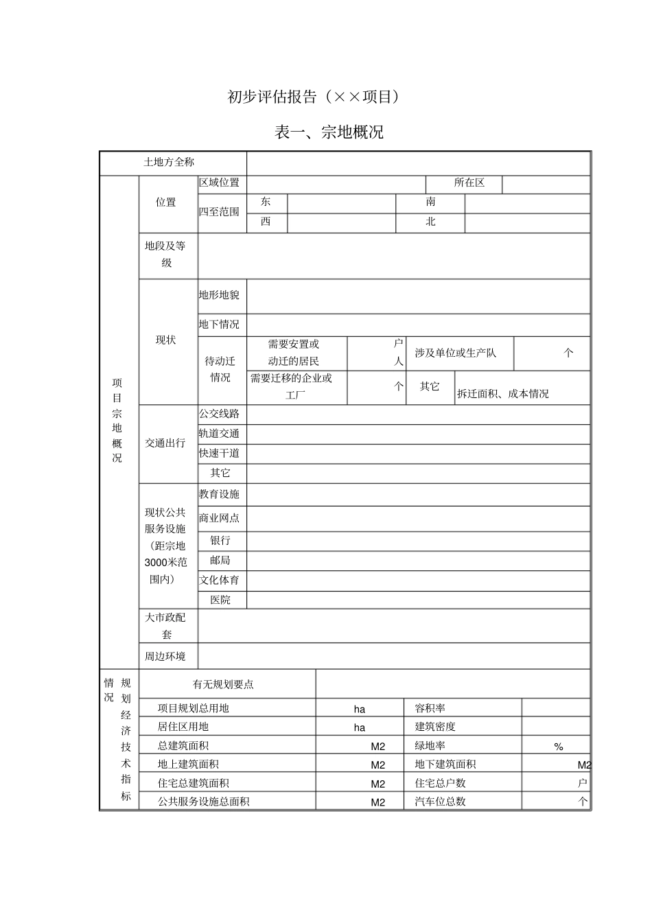 项目初步评价报告模版_第1页
