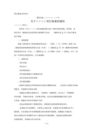 项目备案文件样本