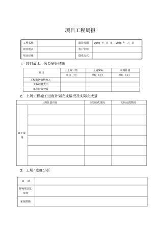 项目工程周报模板