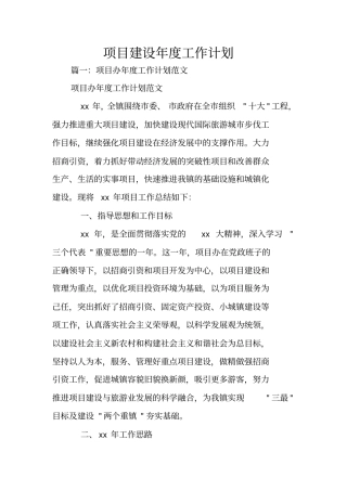 项目建设年工作计划