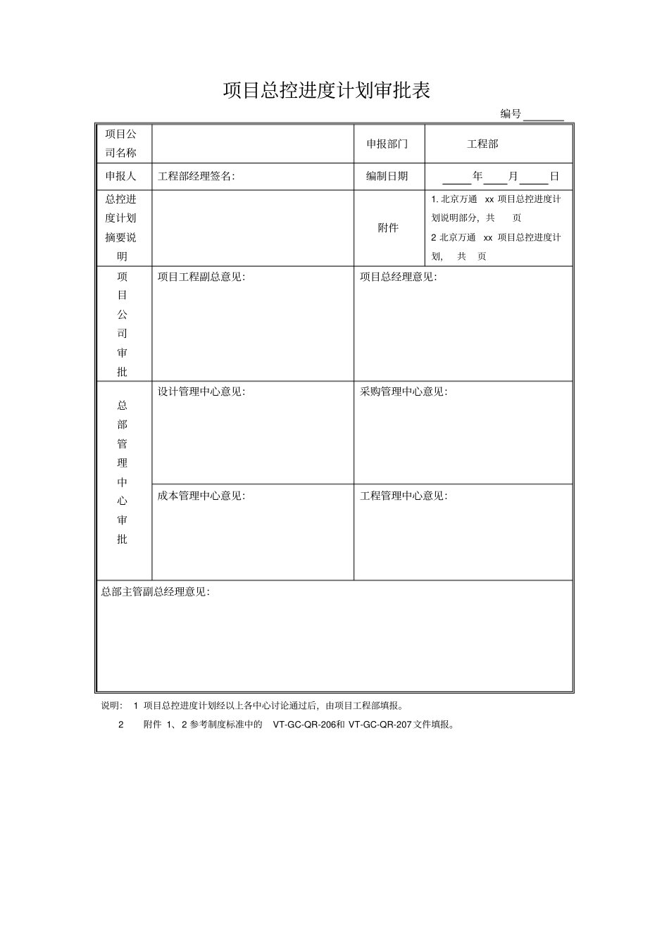 项目总控进度计划审批表_第1页
