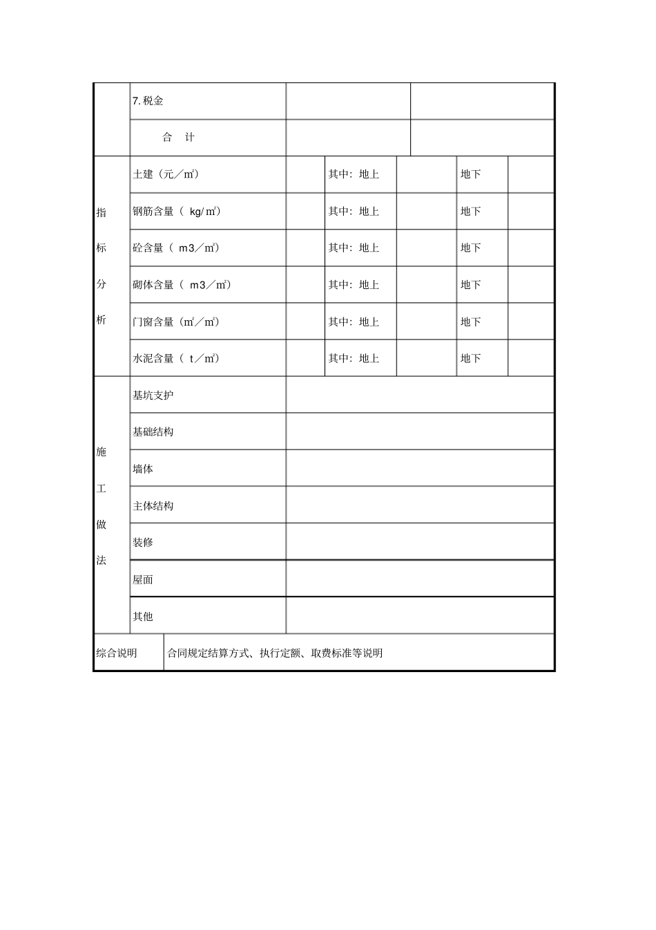 项目成本还原及指标分析表官方_第2页