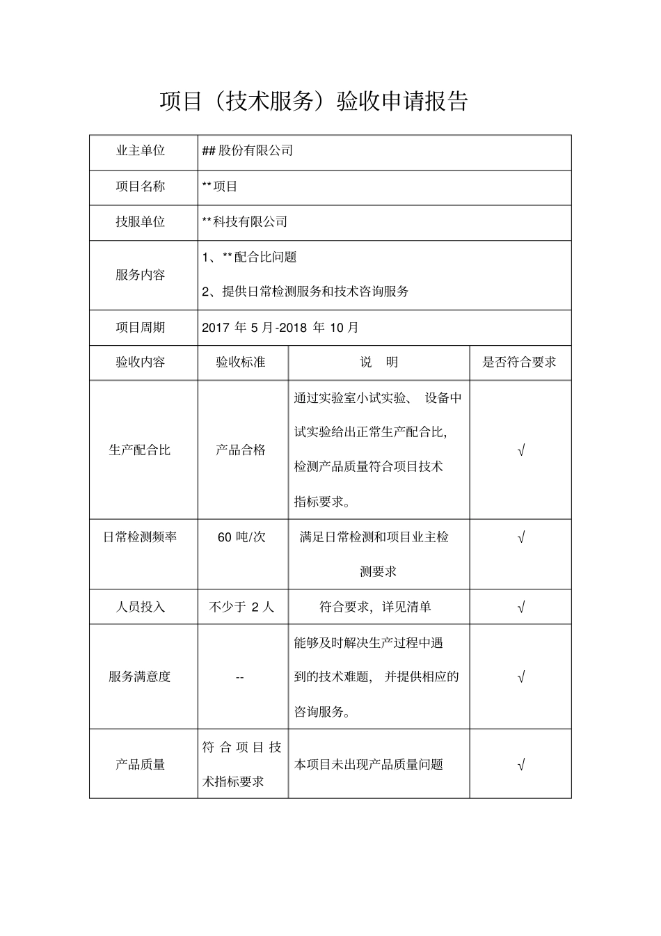 项目技术服务验收申请表共享_第1页