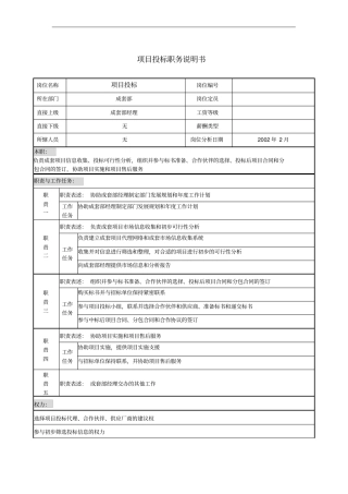 项目投标职务说明书