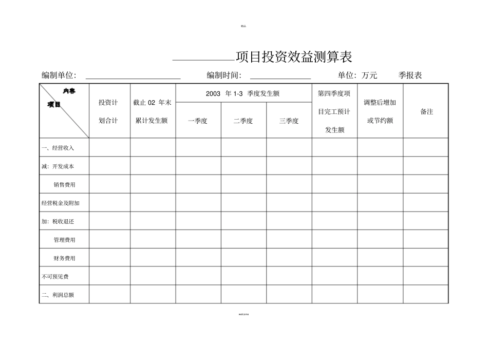 项目投资效益测算表_第1页