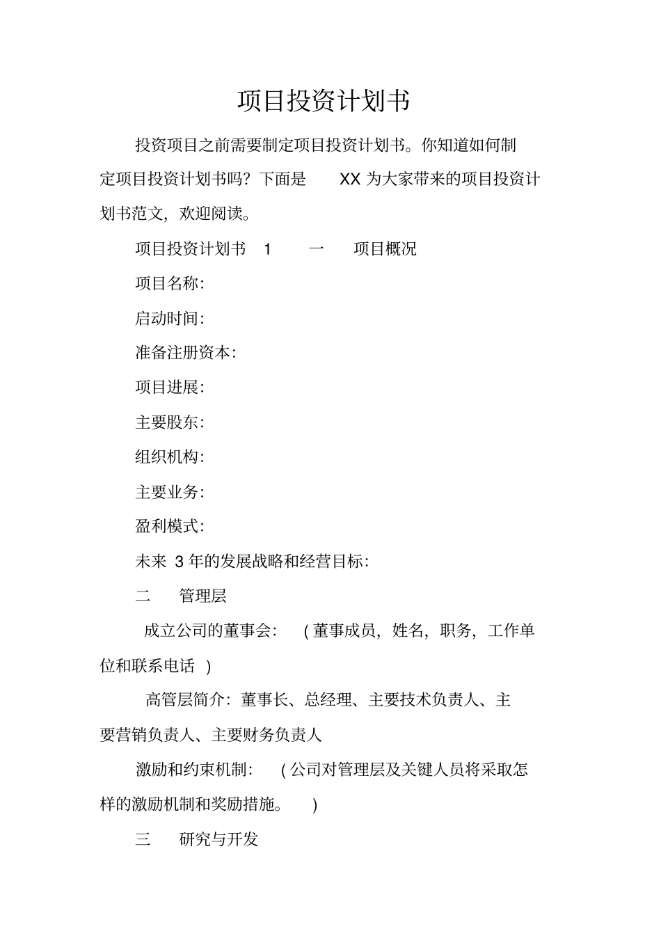 项目投资计划书_第1页