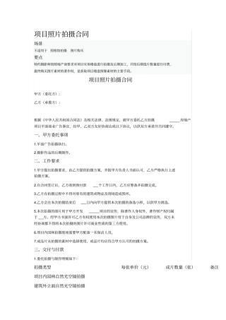 项目照片拍摄合同