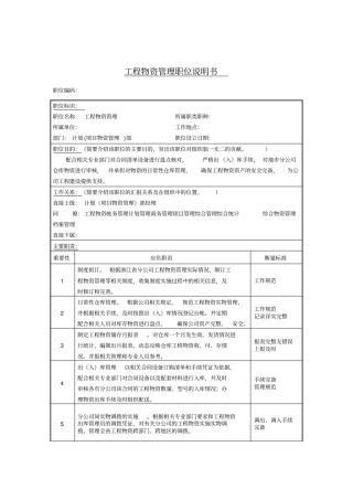项目物资管理部工程物资管理岗位职责