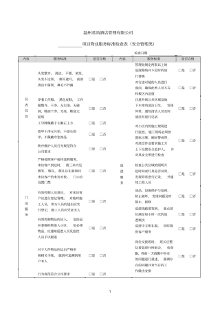 项目物业服务标准检查表安全管理类