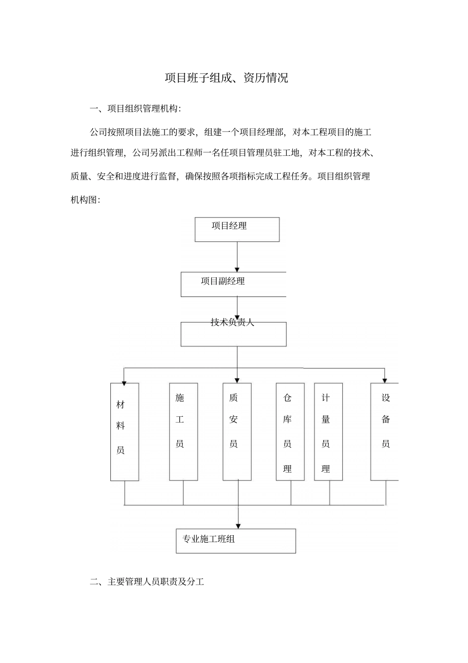 项目班子组成、资历情况_第1页