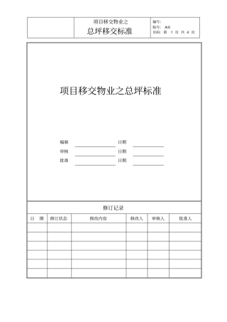 项目移交物业之总平移交标准