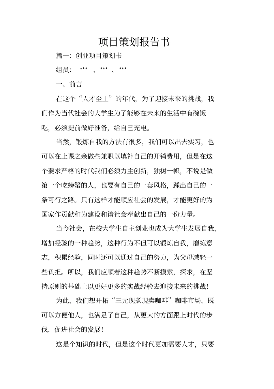 项目策划报告书_第1页