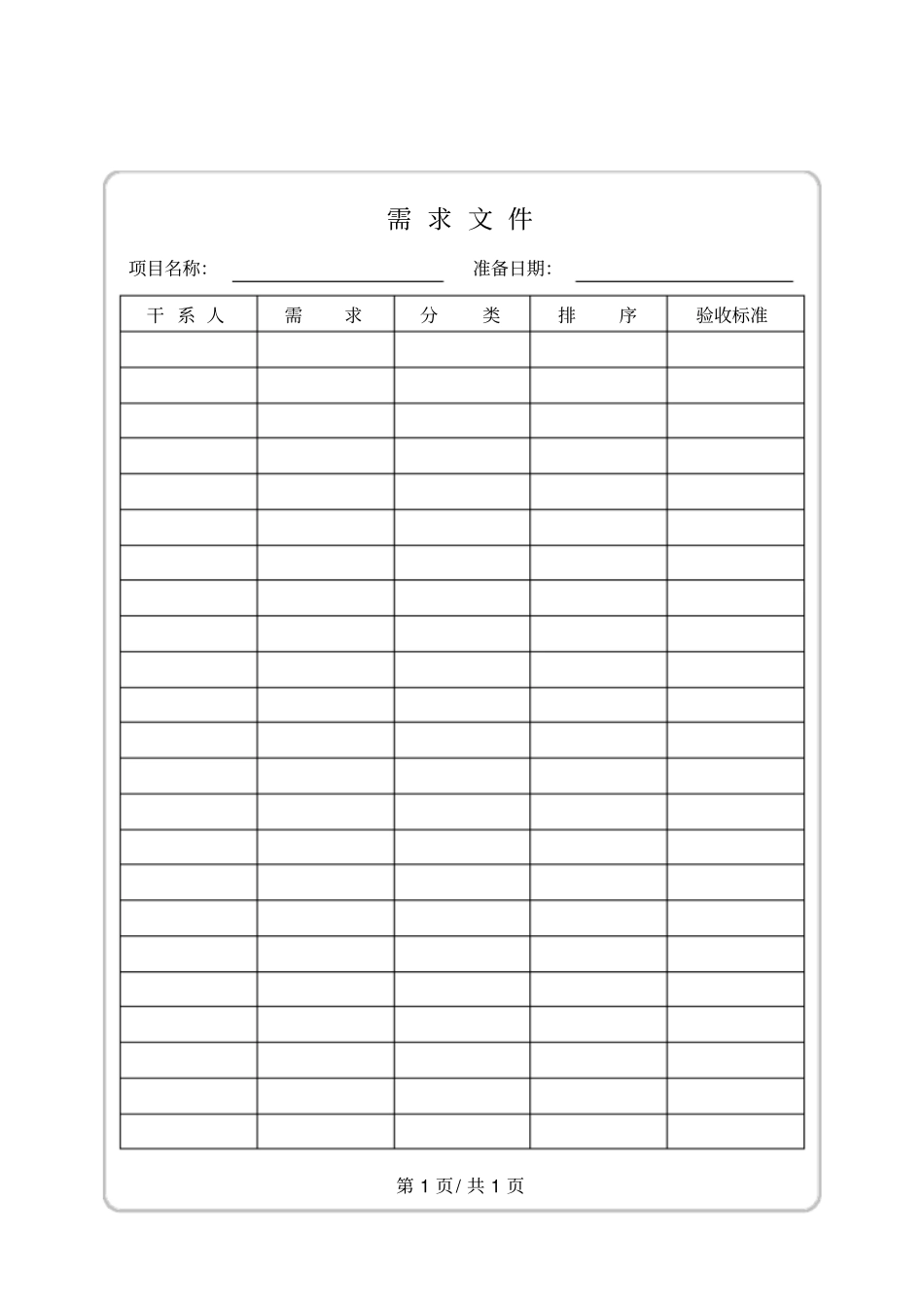 项目管理五个阶段表格_规划_第1页