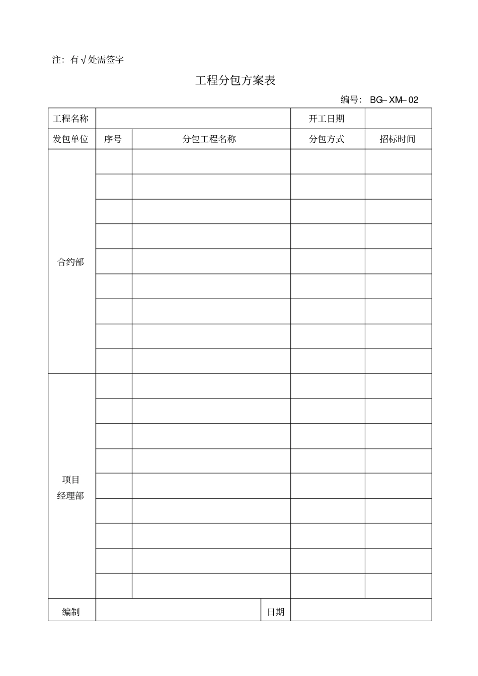 项目管理手册表格_第2页