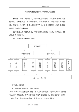 项目管理机构配备情况辅助说明资料全