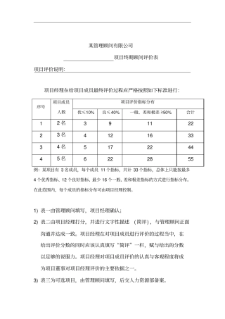 项目终期顾问评价表