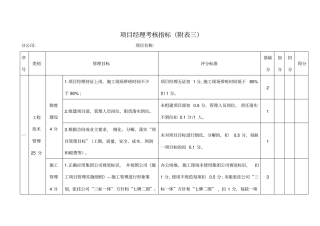 项目经理考核指标附表三