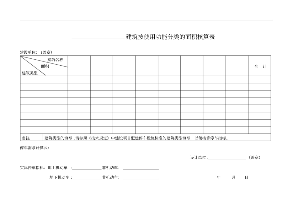 项目设计方案施工图面积核算表+建筑按使用功能分类的面积核算表_第2页