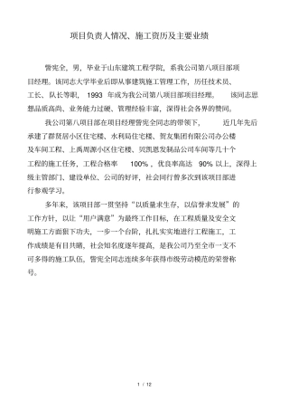 项目负责人情况