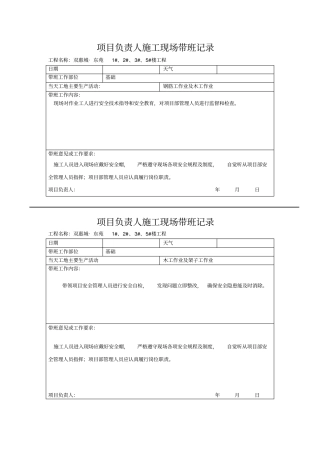 项目负责人施工现场带班记录43146