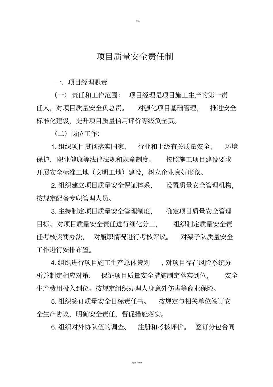 项目质量安全责任制_第1页