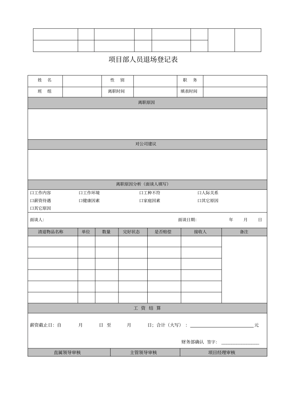 项目部人员进场登记表模板_第2页