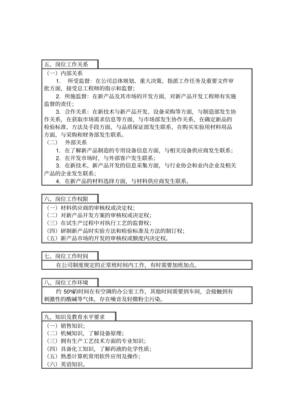 项目部岗位说明书汇总_第2页