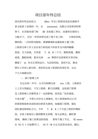 项目部年终总结