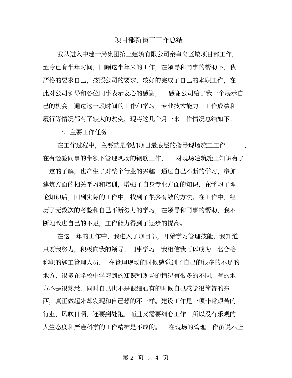 项目部新员工工作总结_第2页
