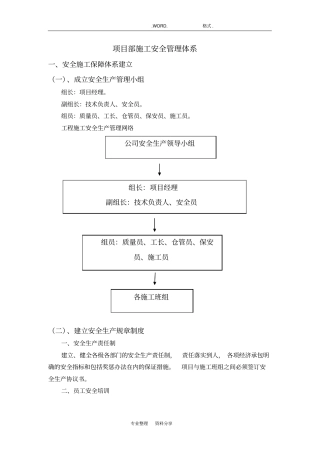 项目部施工安全管理体系