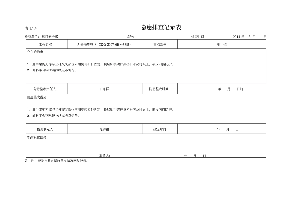 项目部隐患排查记录汇总表_第2页