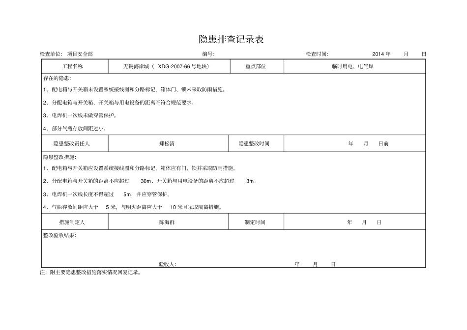 项目部隐患排查记录汇总表_第3页