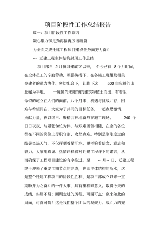 项目阶段性工作总结报告