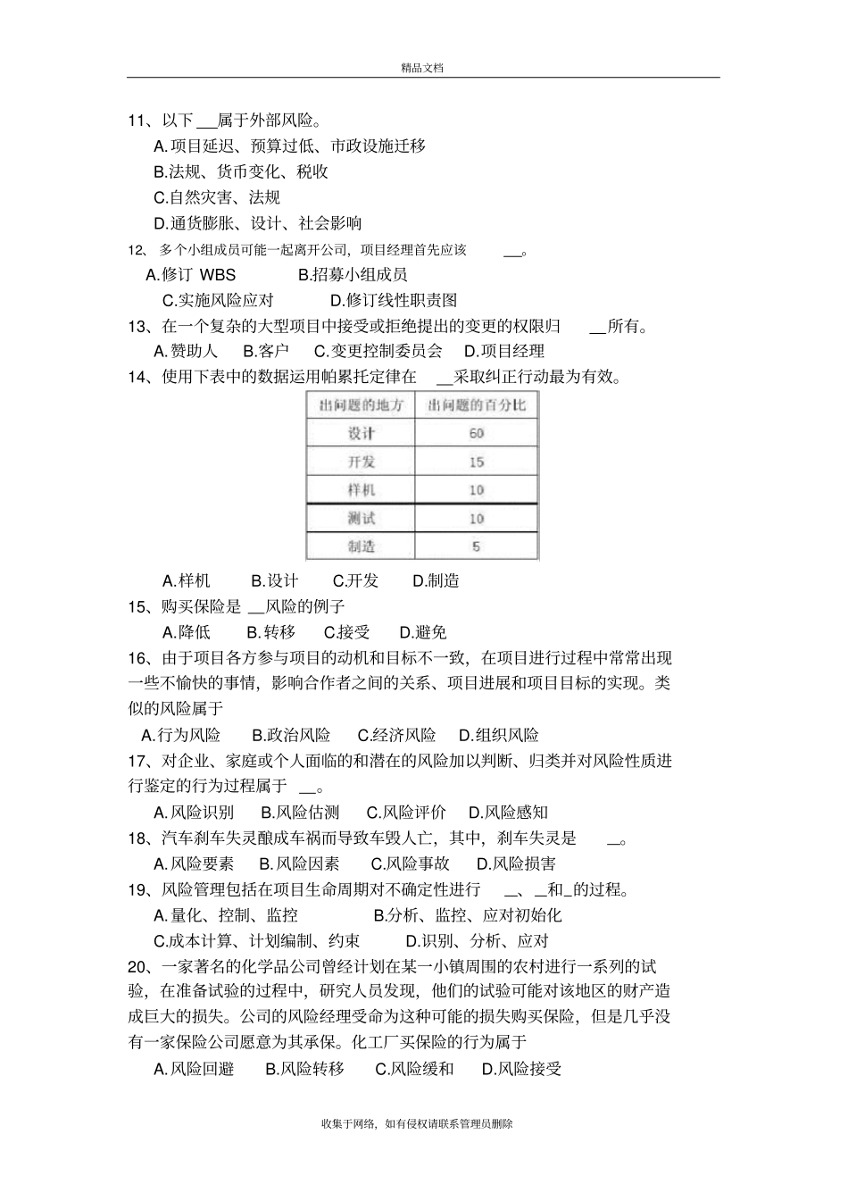 项目风险管理复习题带答案说课讲解_第3页