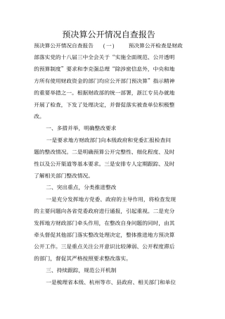 预决算公开情况自查报告