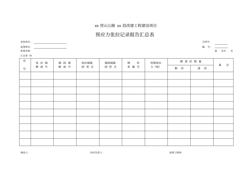预应力张拉汇总表_第1页