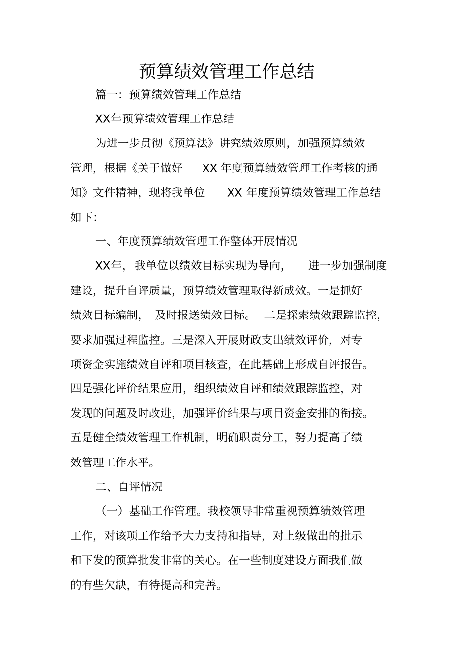 预算绩效管理工作总结_第1页