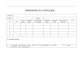 预算绩效管理专家工作情况反馈表