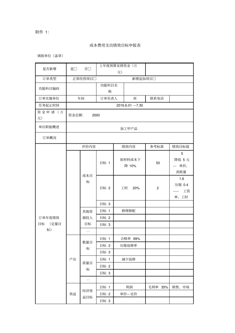 预算项目绩效目标申报表范本_第1页