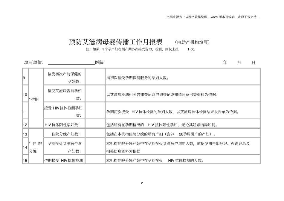 预防艾滋病母婴传播工作月报表_第2页