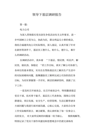 领导下基层调研报告