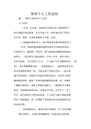 领导个人工作总结