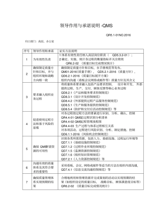 领导作用与承诺说明