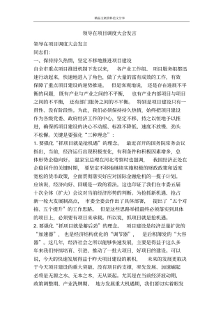 领导在项目调度大会发言-精品文案范文