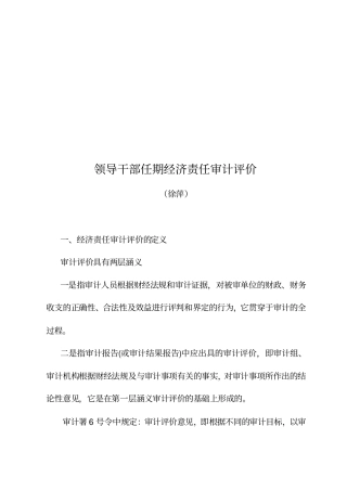 领导干部任期经济责任审计评价报告