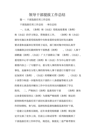 领导干部提拔工作总结