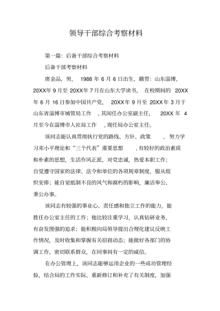 领导干部综合考察材料